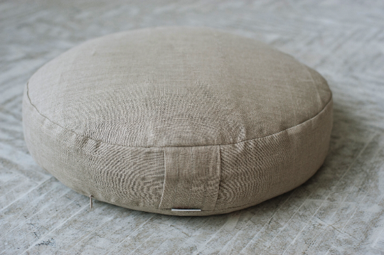 Linen natural grey non-dyed cover for Zafu with zipper / linen floor cushion Without Filler