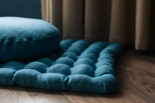 Meditation cushion set of natural Linen Zafu & Zabuton with Buckwheat hulls / for Yoga / yoga practice