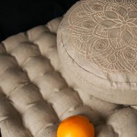 Embroidery Meditation Set Zafu & Zabuton with Buckwheat hulls Mandala Linen Floor cushions Meditation pillow pouf PillowSeat Yoga