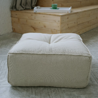 Unique HEMP floor cushion Marogan filled organic hemp fiber in thick natural linen fabric 24"x24" couch settee ottoman