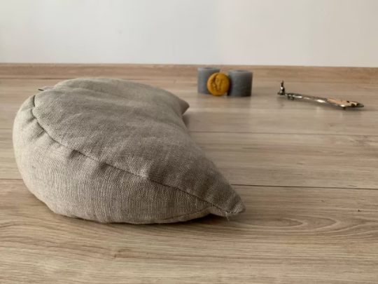 Linen Cover for meditation Cresсent cushion natural non-dyed linen fabric