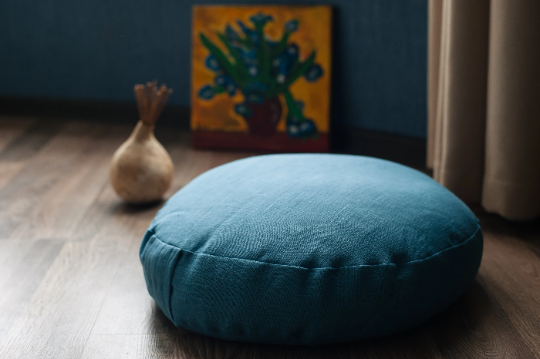 Meditation cushion set of natural Linen Zafu & Zabuton with Buckwheat hulls / for Yoga / yoga practice