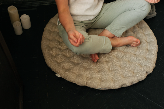 Round meditation cushion with Buckwheat hulls Linen Floor Meditation mat pouf Pillow Seat Yoga cushion