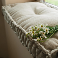 Hemp Natural non-dyed grey window Mudroom Floor Bench cushion with organic hemp fiber filling in linen fabric custom made