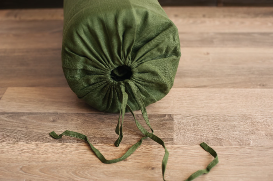 HEMP Sleeping bag "Forest Green" organic hemp fiber filling in natural linen fabric