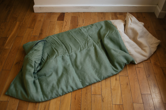Organic HEMP Sleeping bag in linen fabric- organic hemp fiber filling in natural linen fabric - blanket quilt, hand made