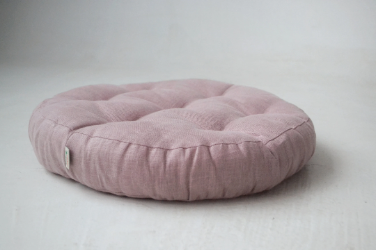 Round Hemp cushion Hemp fiber in linen fabric natural organic Floor cushion Meditation pillow custom made size