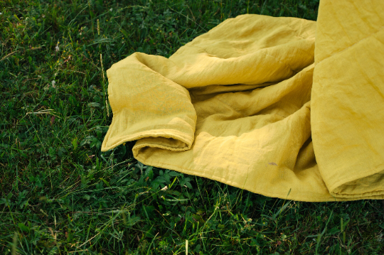 HEMP Linen natural blanket quilt - linen soft fabric + filler organic Hemp fiber - Full Queen King custom size