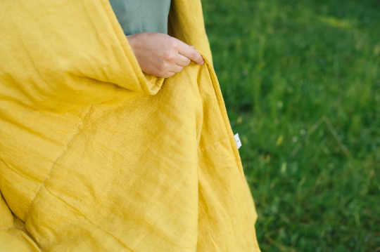 HEMP Linen natural blanket quilt - linen soft fabric + filler organic Hemp fiber - Full Queen King custom size
