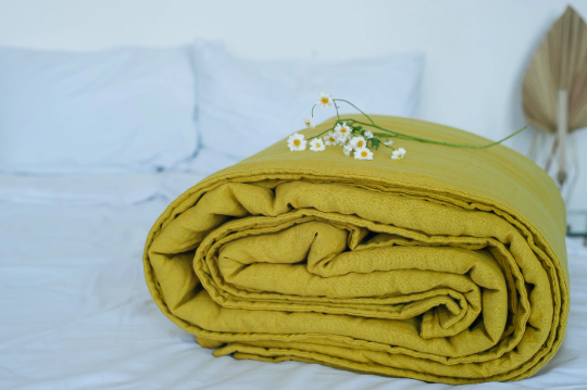 HEMP Linen natural blanket quilt - linen soft fabric + filler organic Hemp fiber - Full Queen King custom size