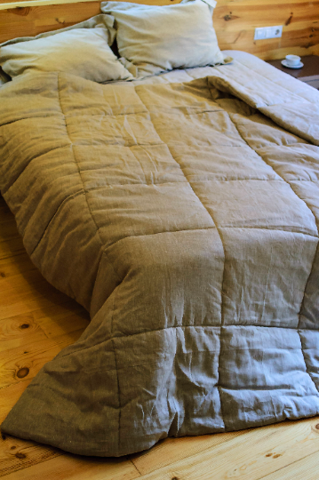 300 gr.m2 HEMP Linen Comforter Blanket filled organic Hemp Fiber in Natural Non-Dyed Linen fabric