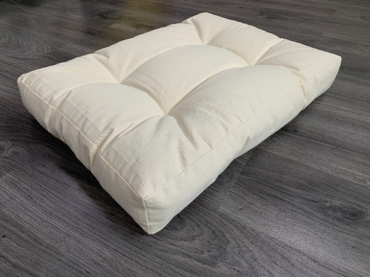 Hemp Linen pet mat pad mattress cushion with removable linen cover organic hemp fiber filler in non-dyed linen fabric
