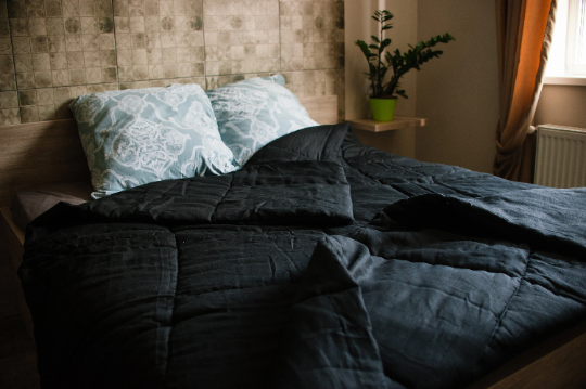 Black HEMP Linen comforter Blanket Duvet insert 400 gr filler organic Hemp fiber in natural linen fabric
