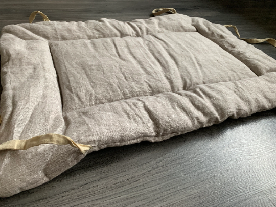 HEMP pet bed -transformer mat carpet filled organic HEMP Fiber! in thick hemp fabric - all natural! /dog mat pad mattress/ house for cats