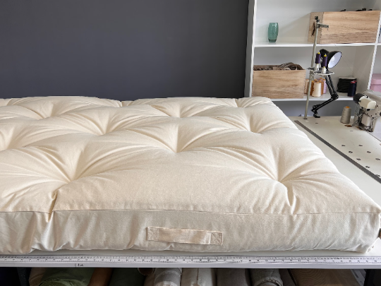 HEMP shikibuton mat 6 thick filled organic hemp fiber filler in natural non dyed Cotton fabric Custom Size Hand made Shiki mattress futon