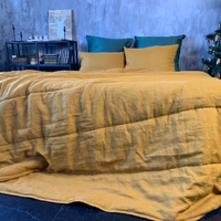 Natural HEMP LINEN Blanket "Mustard" quilt - linen organic fabric + filler organic Hemp fiber - Full Twin Queen King custom size
