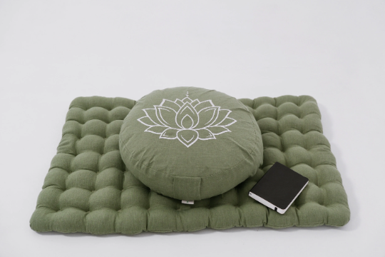 Lotos Meditation Set Zafu & Zabuton with Buckwheat hulls Meditation pillow Meditation cushion Meditation pouf Zen Meditation Space Yoga