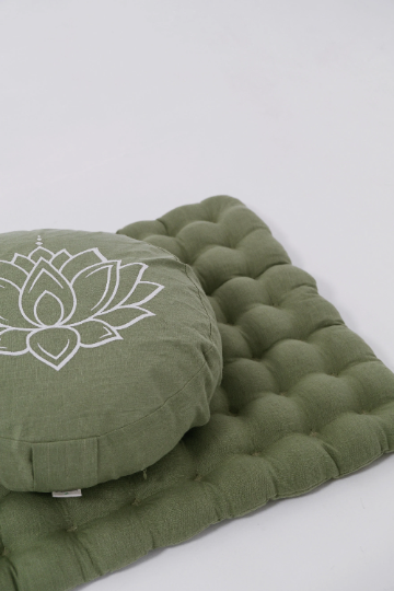Lotos Meditation Set Zafu & Zabuton with Buckwheat hulls Meditation pillow Meditation cushion Meditation pouf Zen Meditation Space Yoga