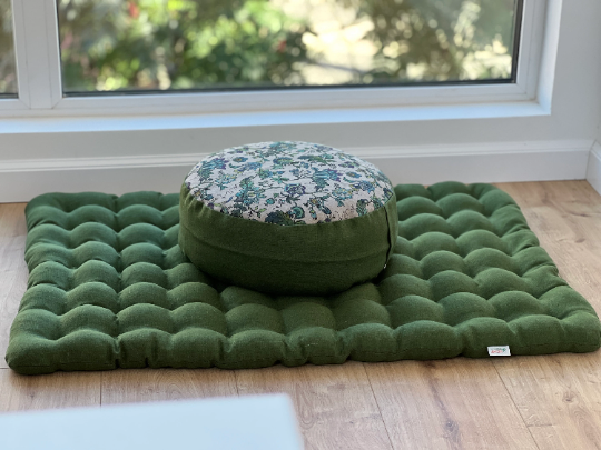 Meditation Set "flower" Zafu & Zabuton with Buckwheat hulls Meditation pillow Meditation cushion Zen cushion Meditation Space Yoga