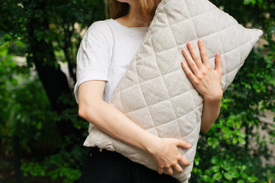 Hemp quilted Pillow filled HEMP FIBER in linen non-dyed fabric with regulation height