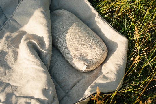 Bolster with Buckwheat hulls Linen fabric yoga pillow Meditation pillow knee pillow