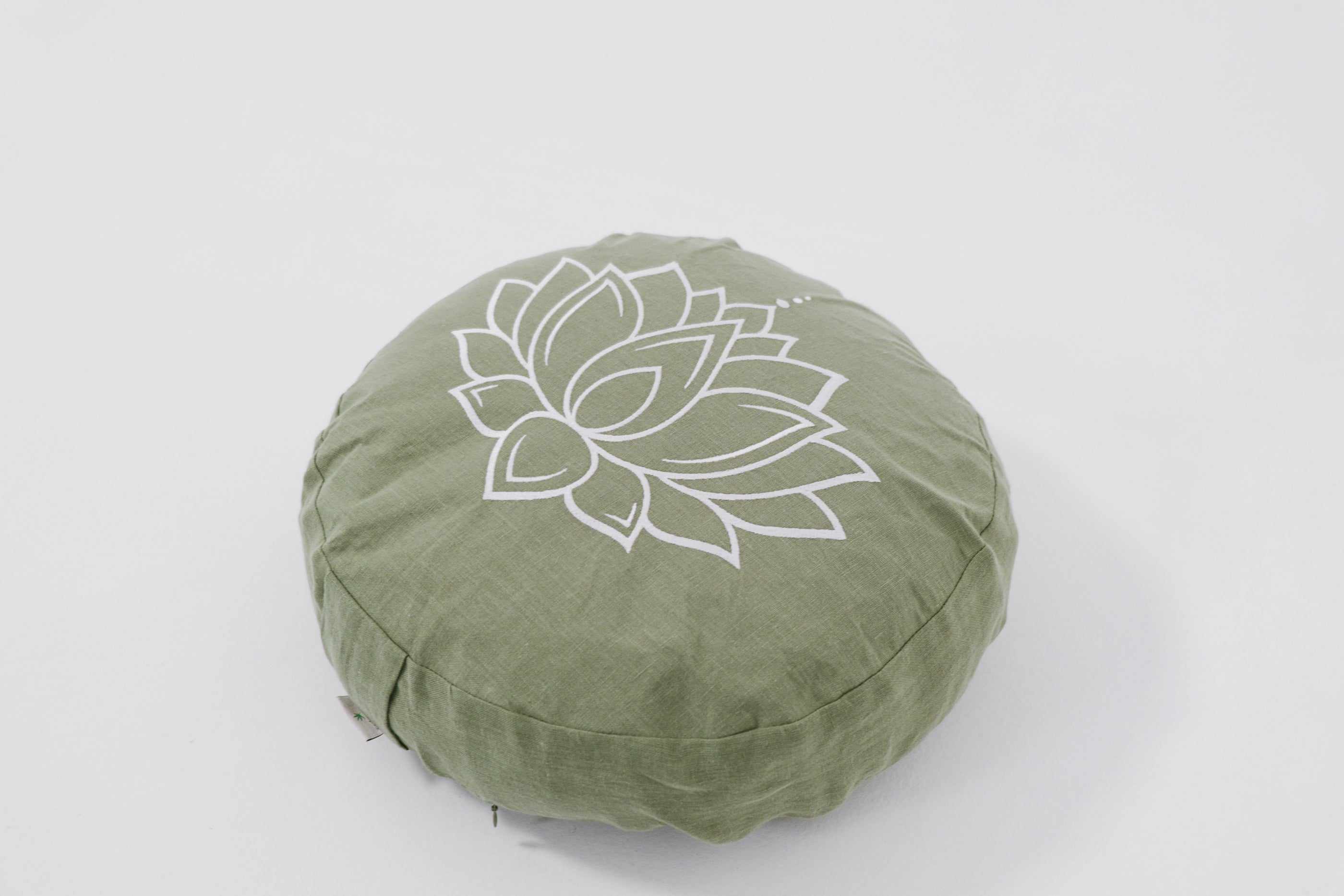 Lotos Embroidery Zafu Linen floor Meditation Cushion with Buckwheat hulls /Organic Meditation cushion/ pillow seat/Meditation pillow Yoga studio