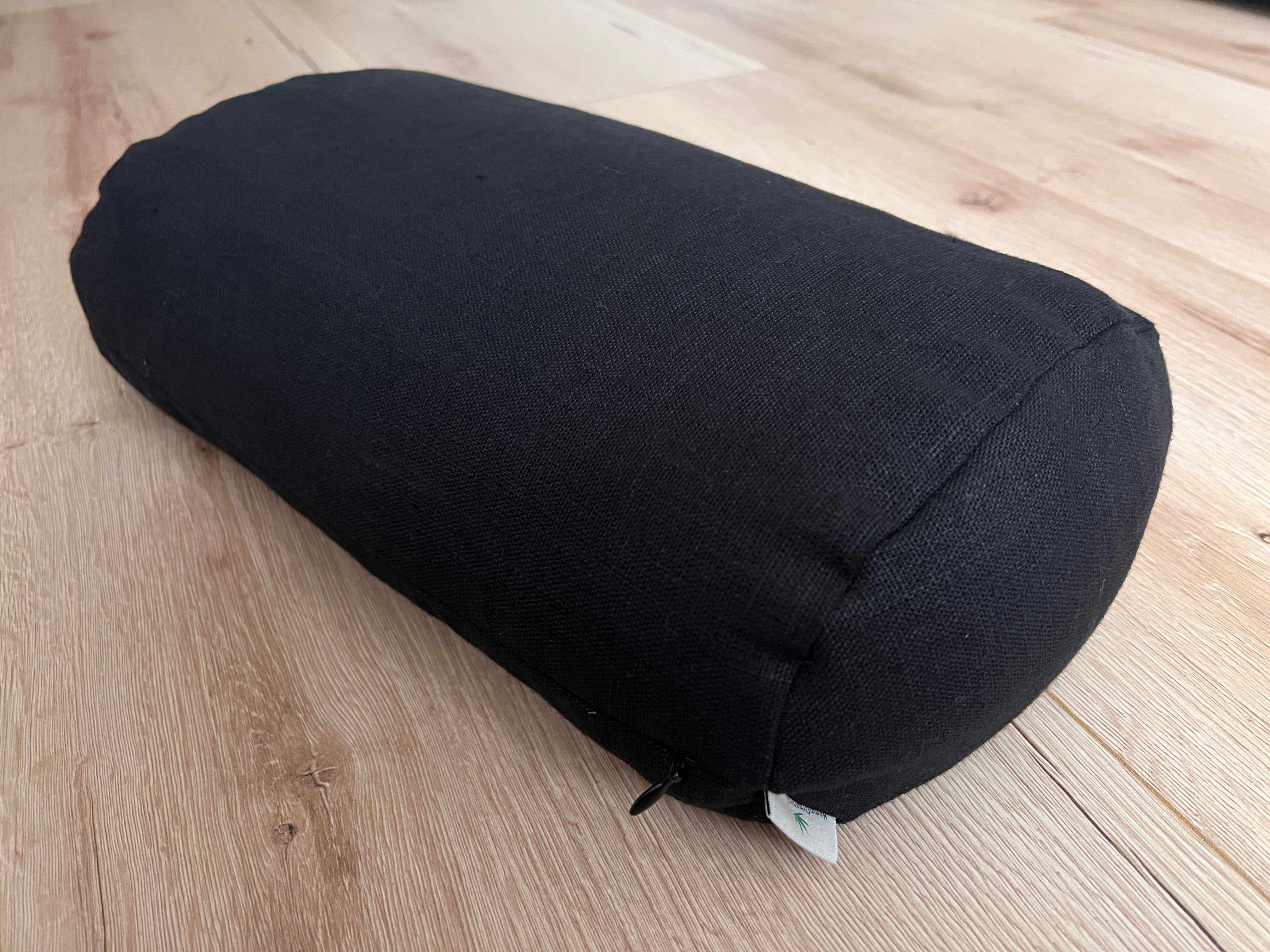 Bolster with Buckwheat hulls Linen fabric yoga pillow Meditation pillow black yoga pillow