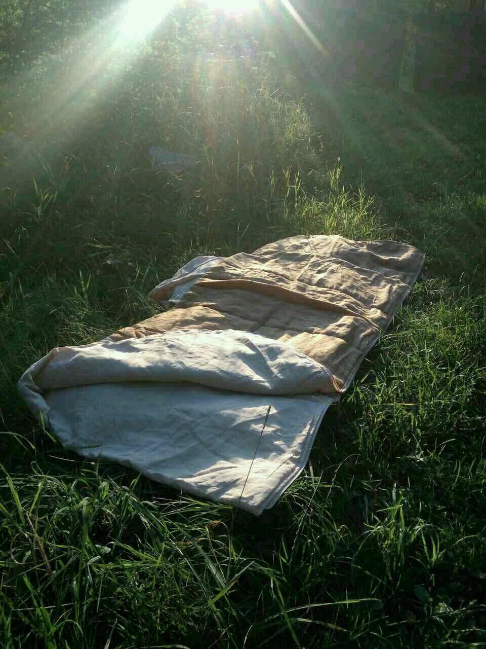 Easy Organic HEMP Sleeping bag in linen fabric- organic hemp fiber filling + linen fabric - hand made
