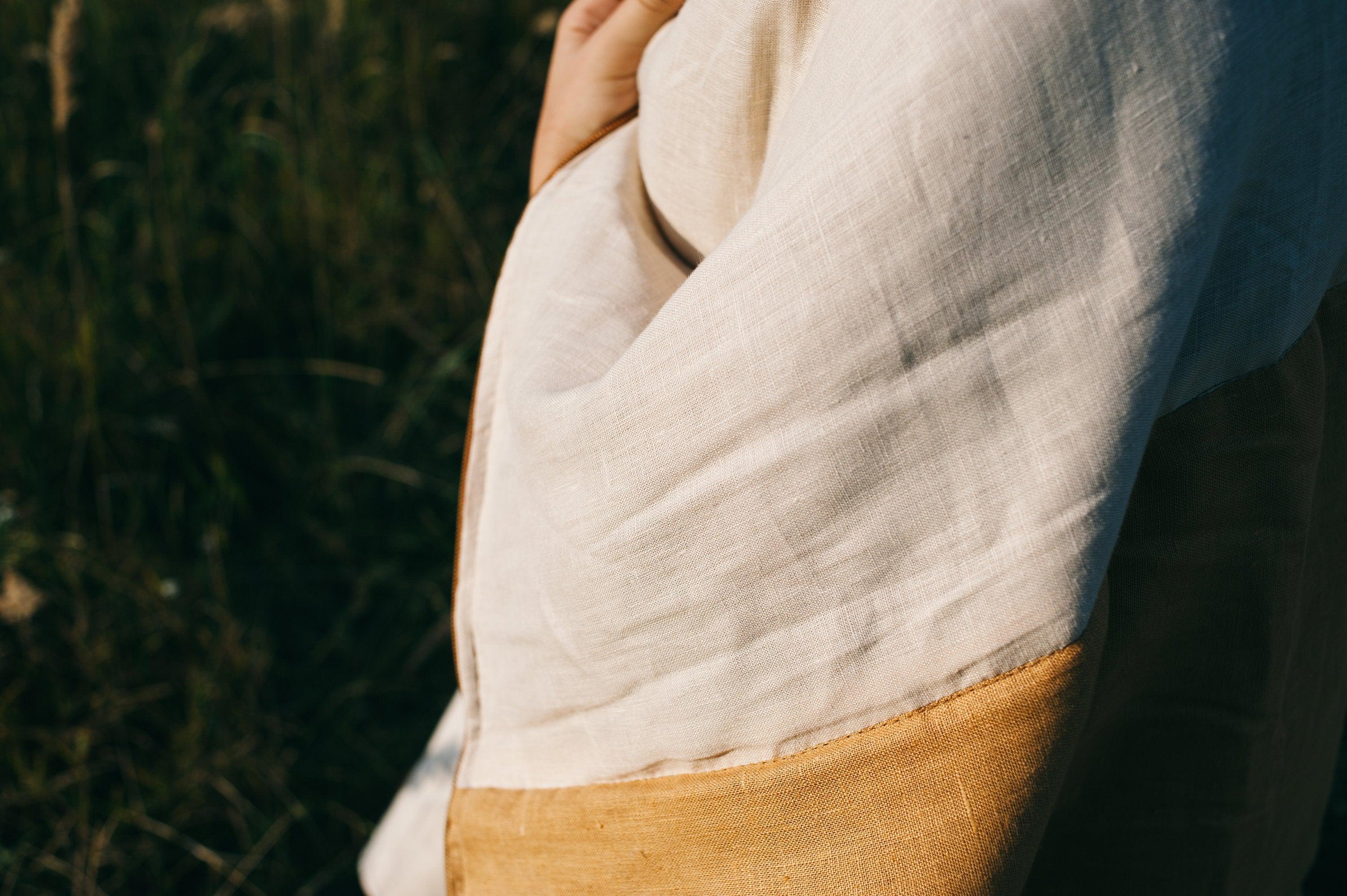 Easy Organic HEMP Sleeping bag in linen fabric- organic hemp fiber filling + linen fabric - hand made