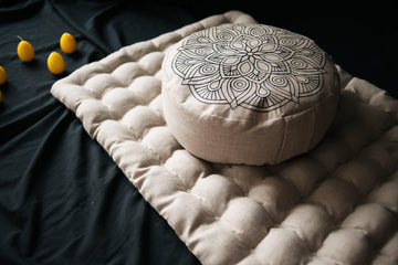 Embroidery Meditation Set Zafu & Zabuton Mandala with Buckwheat hulls Linen Floor cushions Meditation pillow Meditation cushion Meditation pouf Pillow Seat Yoga mat