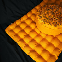 Embroidery mustardMeditation Set Zafu & Zabuton Mandala with Buckwheat hulls Linen Floor cushions meditation pillows
