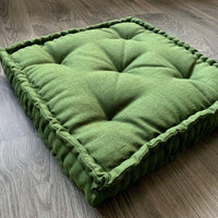 Green Hemp Floor cushion with organic hemp fiber filling in linen fabric / floor pillow Pillow seat/Meditation Yoga /Natural