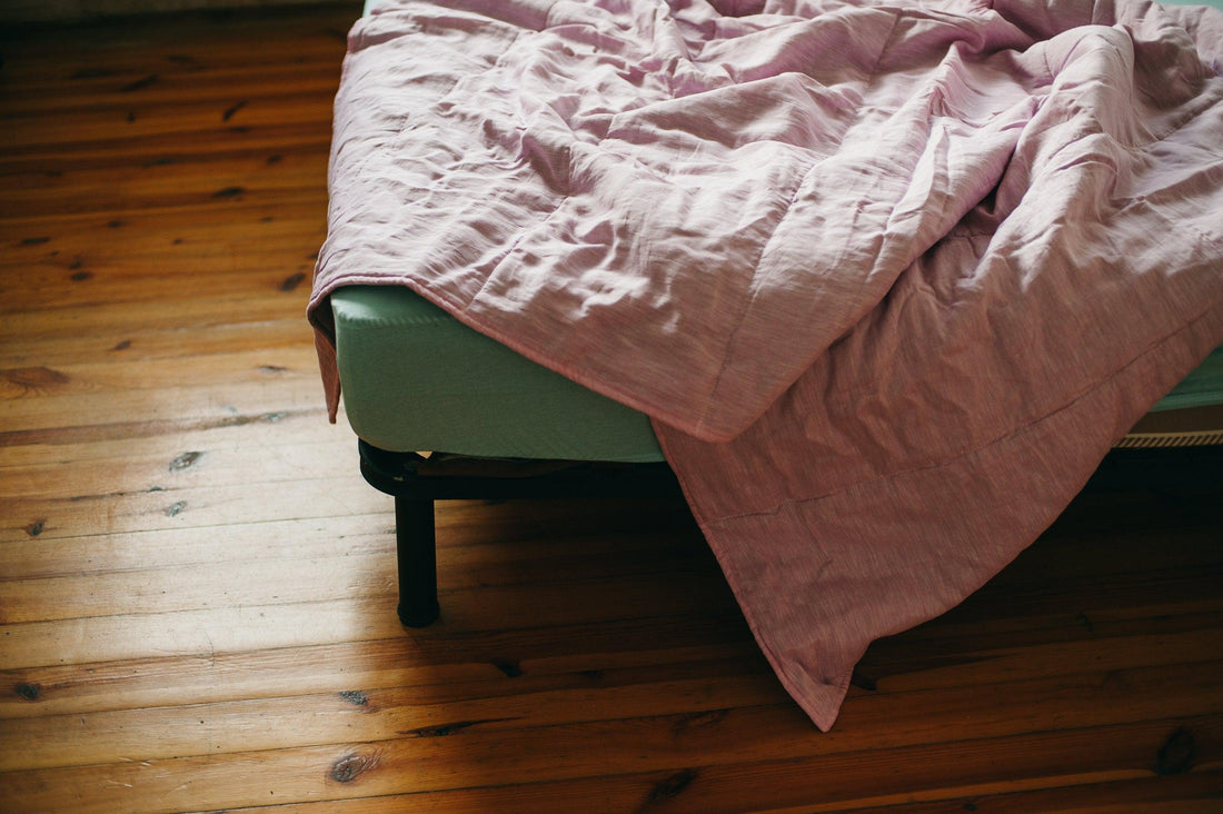 HEMP FLAX blanket "marshmallow pink" quilt comforter organic Hemp fiber in linen natural fabric Custom size