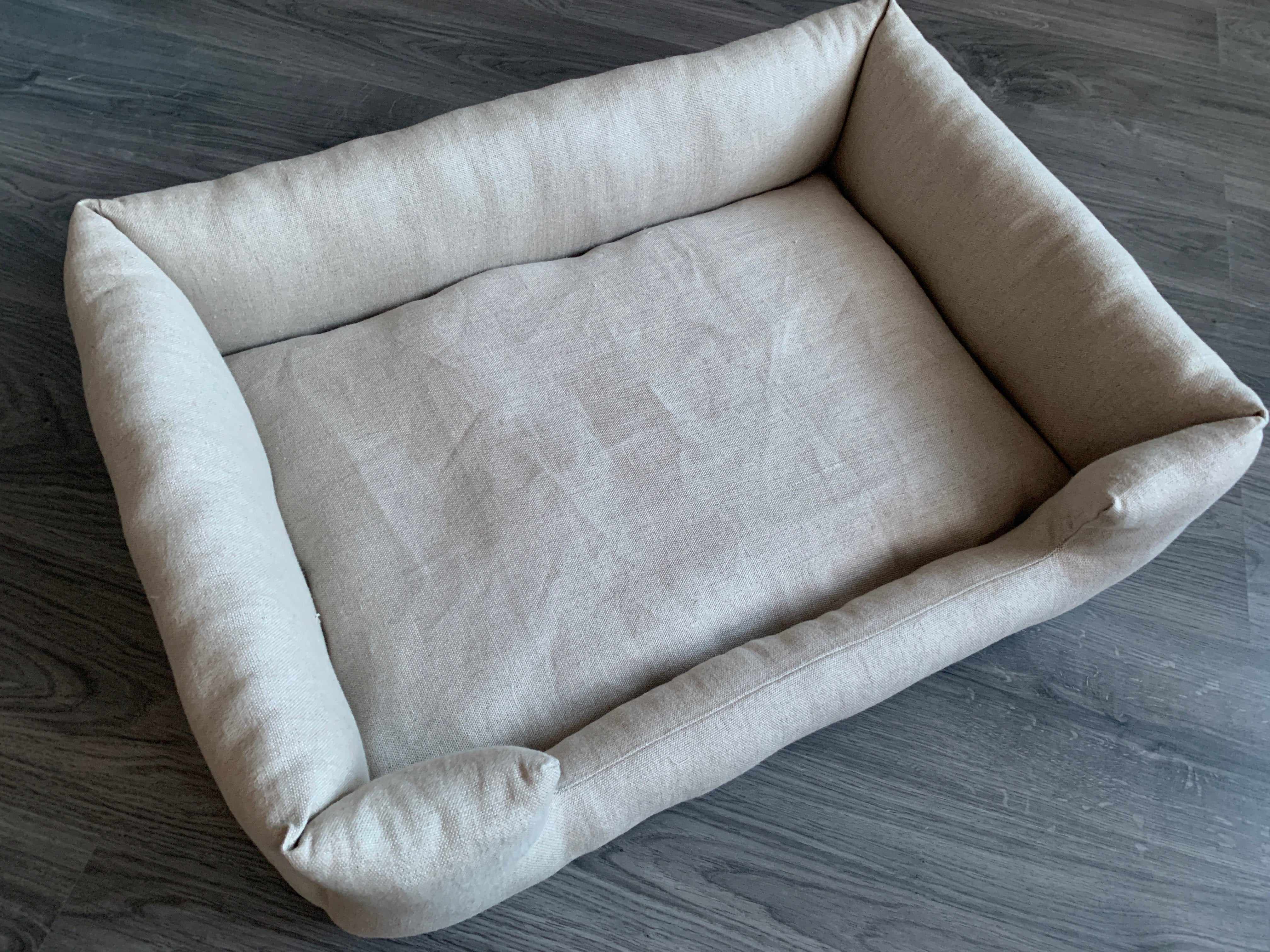 HEMP pet bed in natural non-dyed linen fabric filled organic HEMP Fiber - mat carpet - house for cats organic