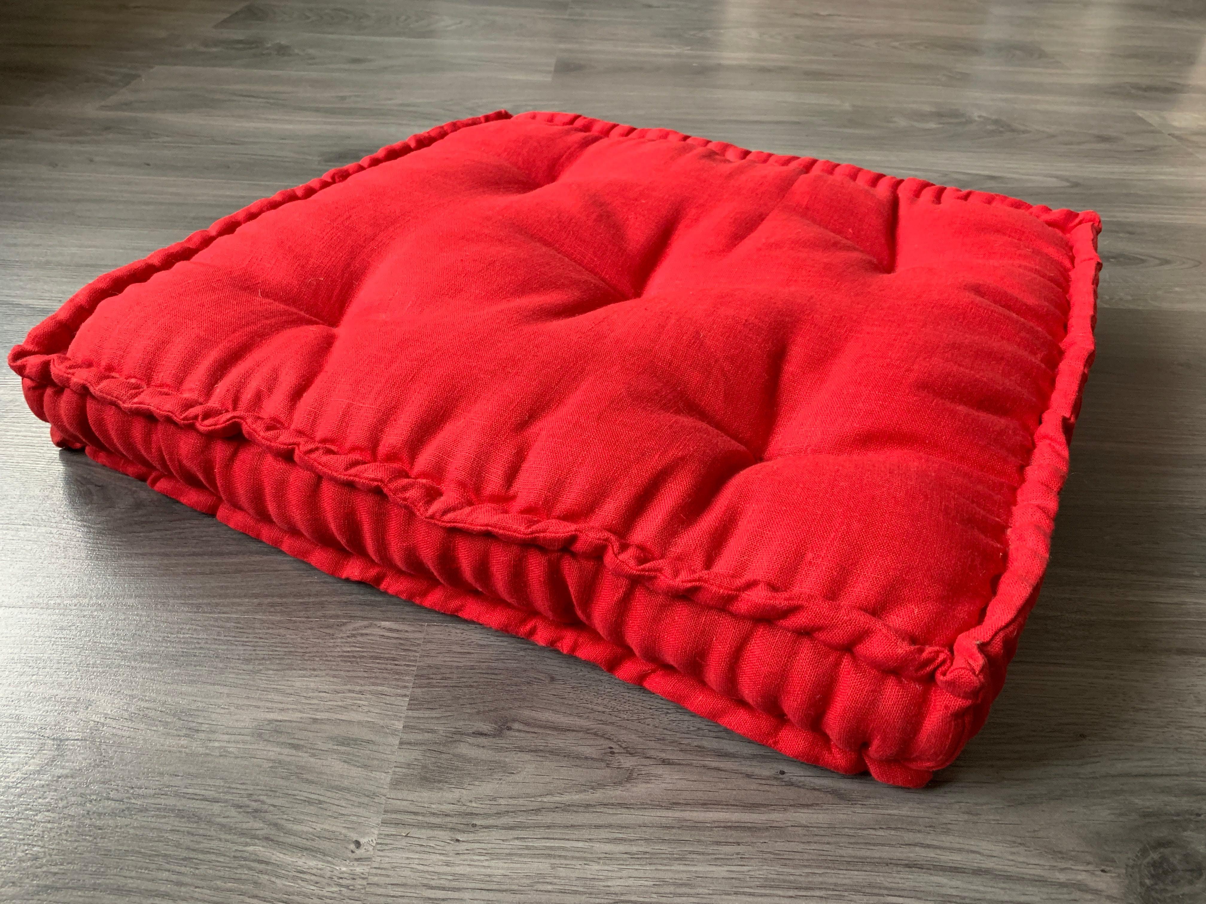 Hemp Floor cushion with organic hemp fiber filling in linen fabric / floor pillow Pillow seat/Meditation Yoga /Natural