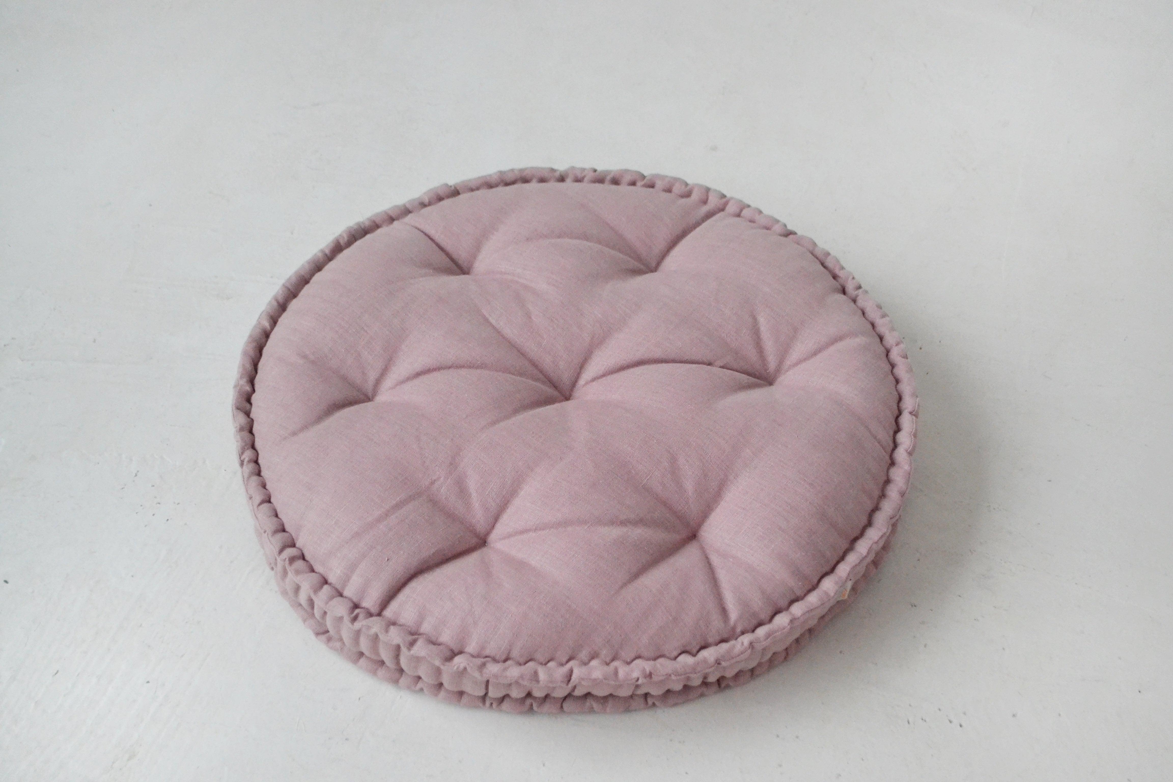 Round Hemp cushion Hemp fiber filling in linen fabric natural organic Floor cushion Meditation pillow custom made size
