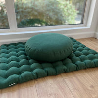 Green Meditation Set Zafu & Zabuton with Buckwheat hulls Meditation pillow Meditation cushion pouf Zen cushion Meditation Space Yoga