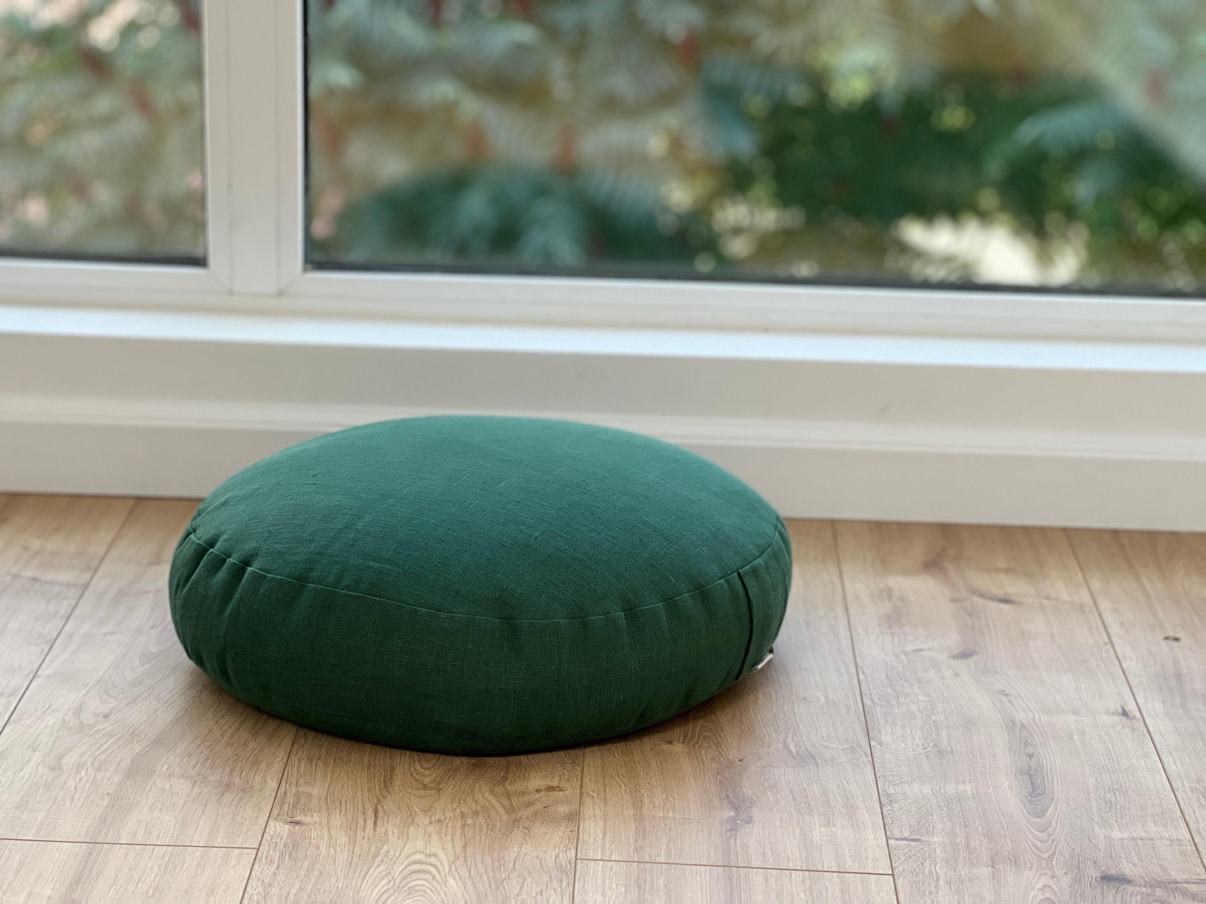 Green Meditation Set Zafu & Zabuton with Buckwheat hulls Meditation pillow Meditation cushion pouf Zen cushion Meditation Space Yoga