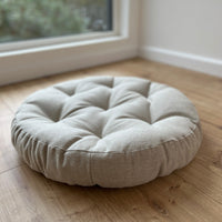 Round Hemp cushion Hemp fiber in non-dyed linen fabric natural organic Floor cushion