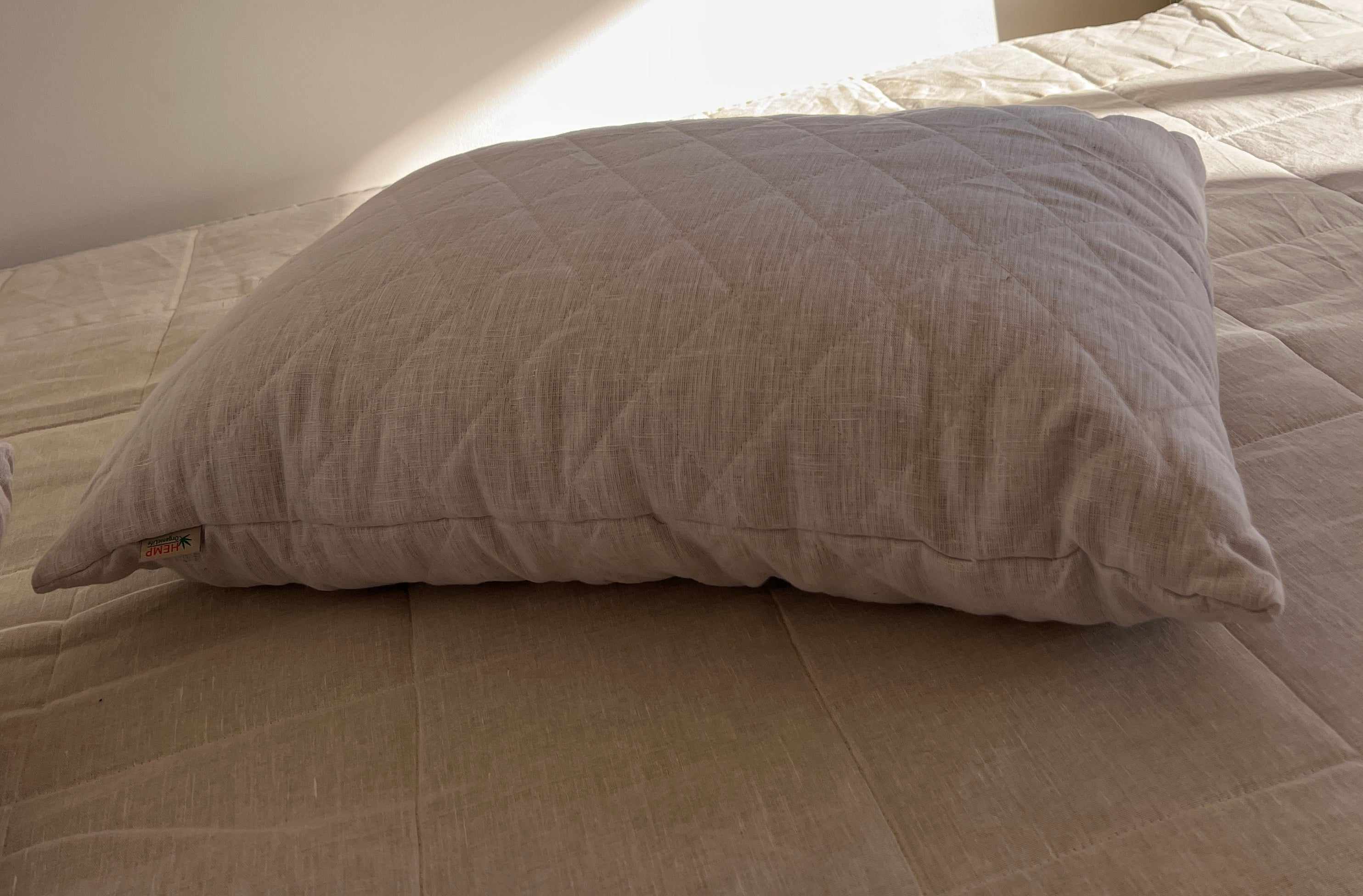 HEMP Organic Pillow filled HEMP FIBER in white linen fabric with regulation height/Hemp pillow/ Hypoallergenic Bed Pillow /Toddler/Eco pillow