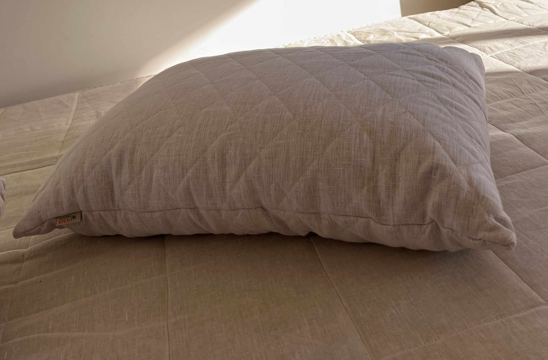 HEMP Pillow filled organic HEMP FIBER in linen fabric with regulation –  HempOrganicLife