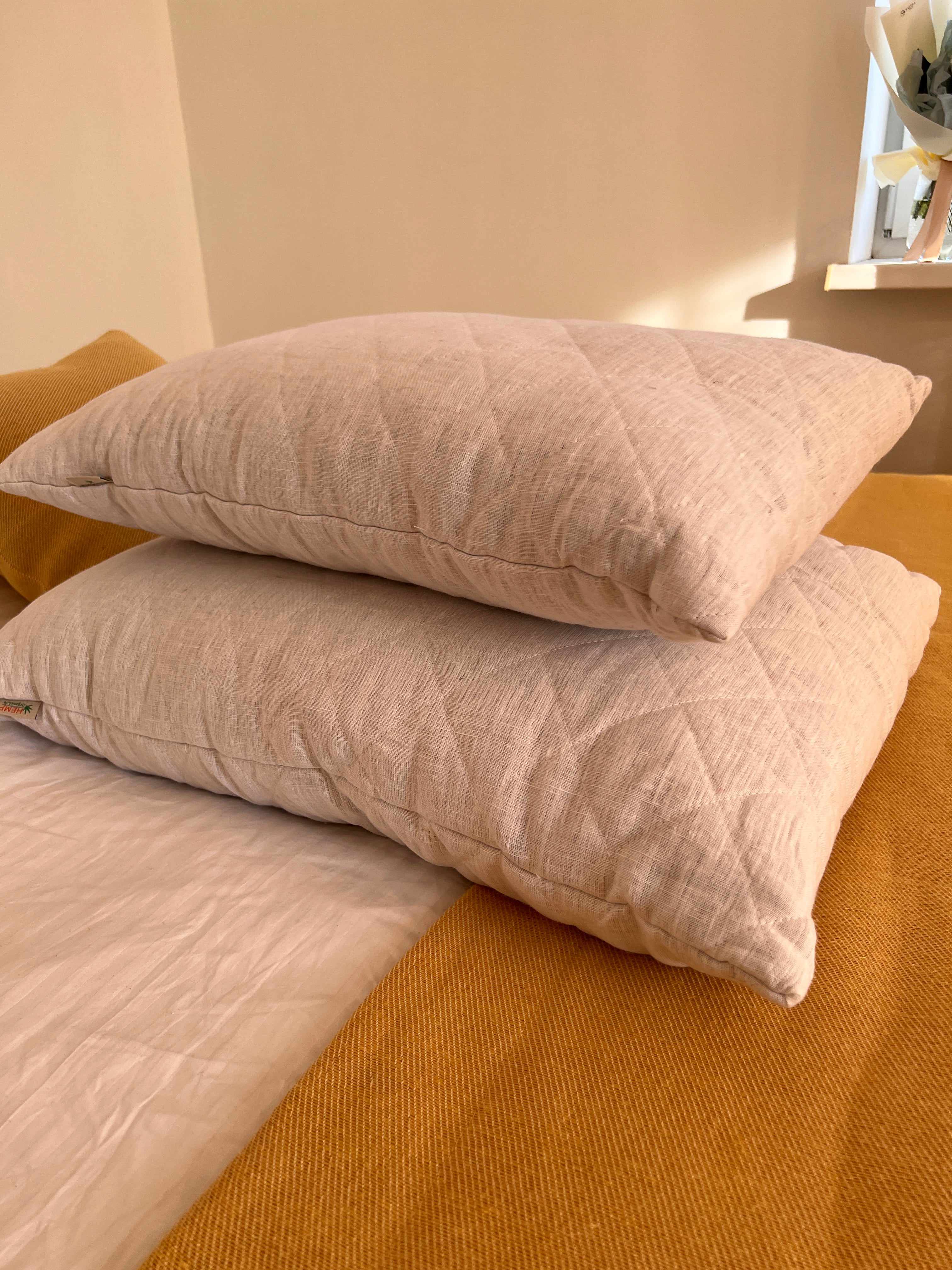 HEMP Organic Pillow filled HEMP FIBER in white linen fabric with regulation height/Hemp pillow/ Hypoallergenic Bed Pillow /Toddler/Eco pillow