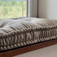 Hemp natural non-dyed dark grey window Mudroom Floor Bench cushion with organic hemp fiber filling in linen fabric custom made