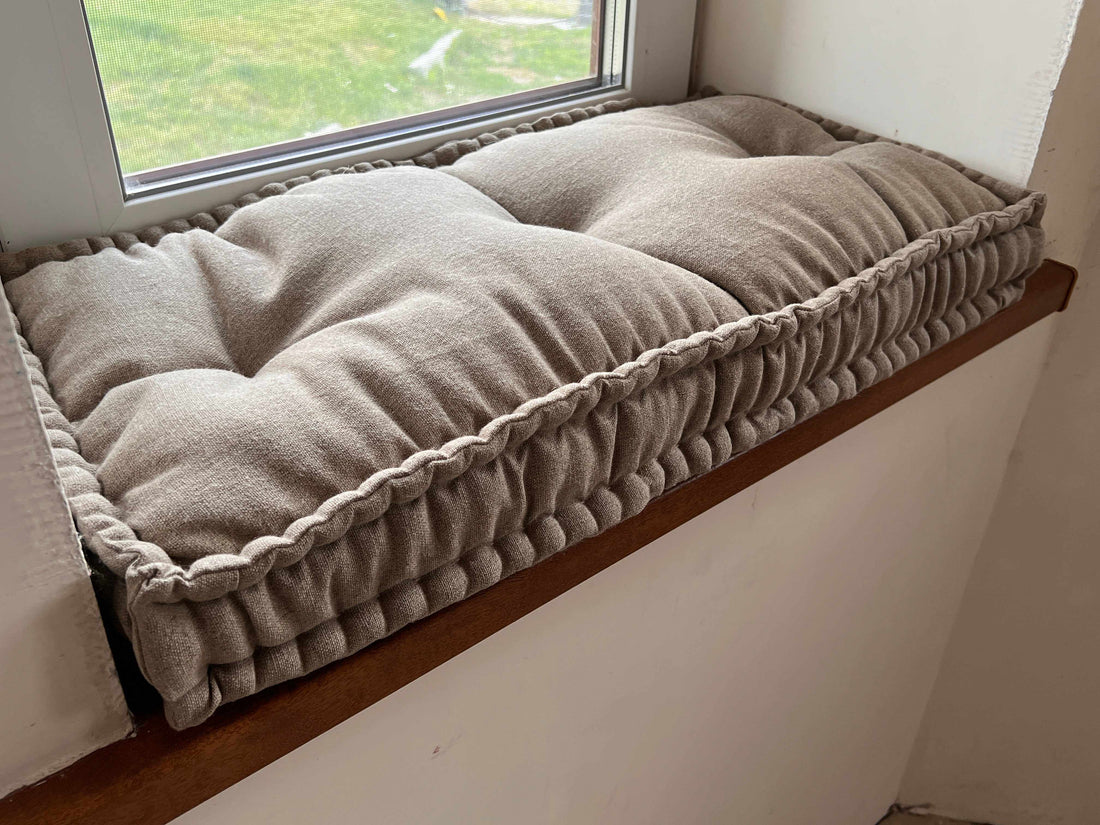 Hemp natural non-dyed dark grey window Mudroom Floor Bench cushion wit –  HempOrganicLife