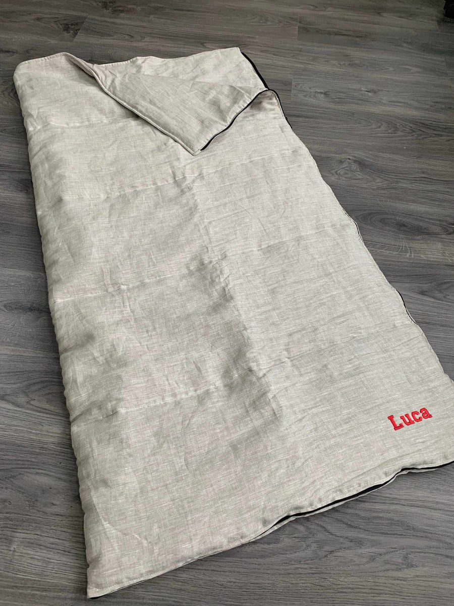 Kids / toddler HEMP Linen Sleeping bag school Nap organic hemp fiber filling in linen non-dyed fabric, hand made