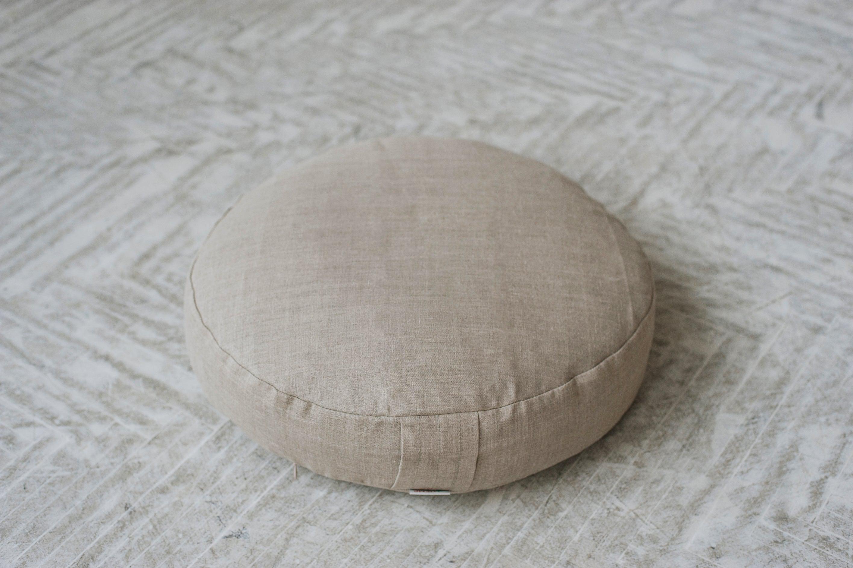 Linen Meditation floor cushion with Buckwheat hulls / Zafu pillow seat/Meditation Yoga