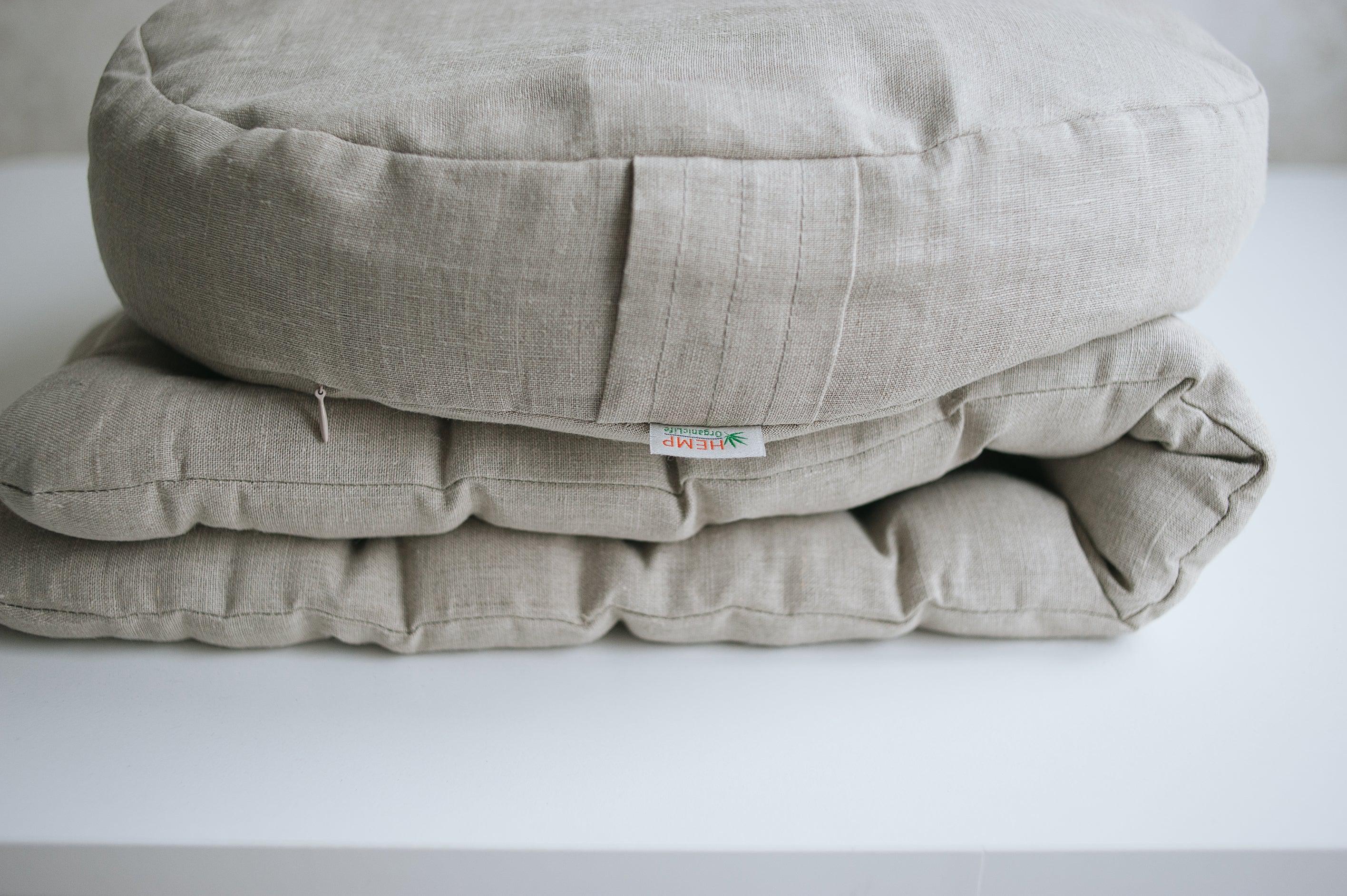 Linen Meditation floor cushion with Buckwheat hulls / Zafu pillow seat/Meditation Yoga