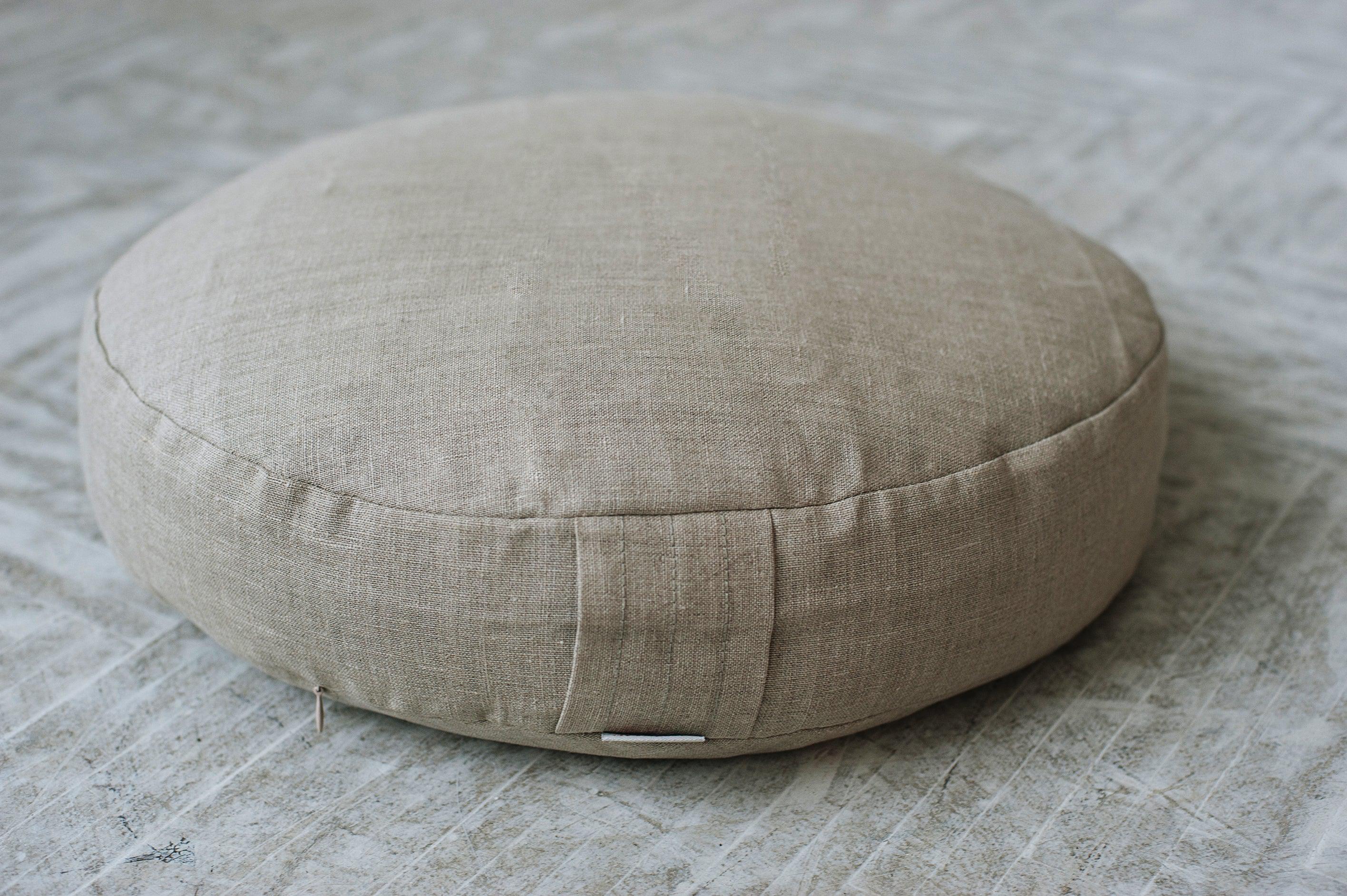 Linen Meditation floor cushion with Buckwheat hulls / Zafu pillow seat/Meditation Yoga