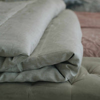 Natural Grey HEMP Linen blanket quilt in stripe- filler organic Hemp fiber in natural linen fabric customer sizes