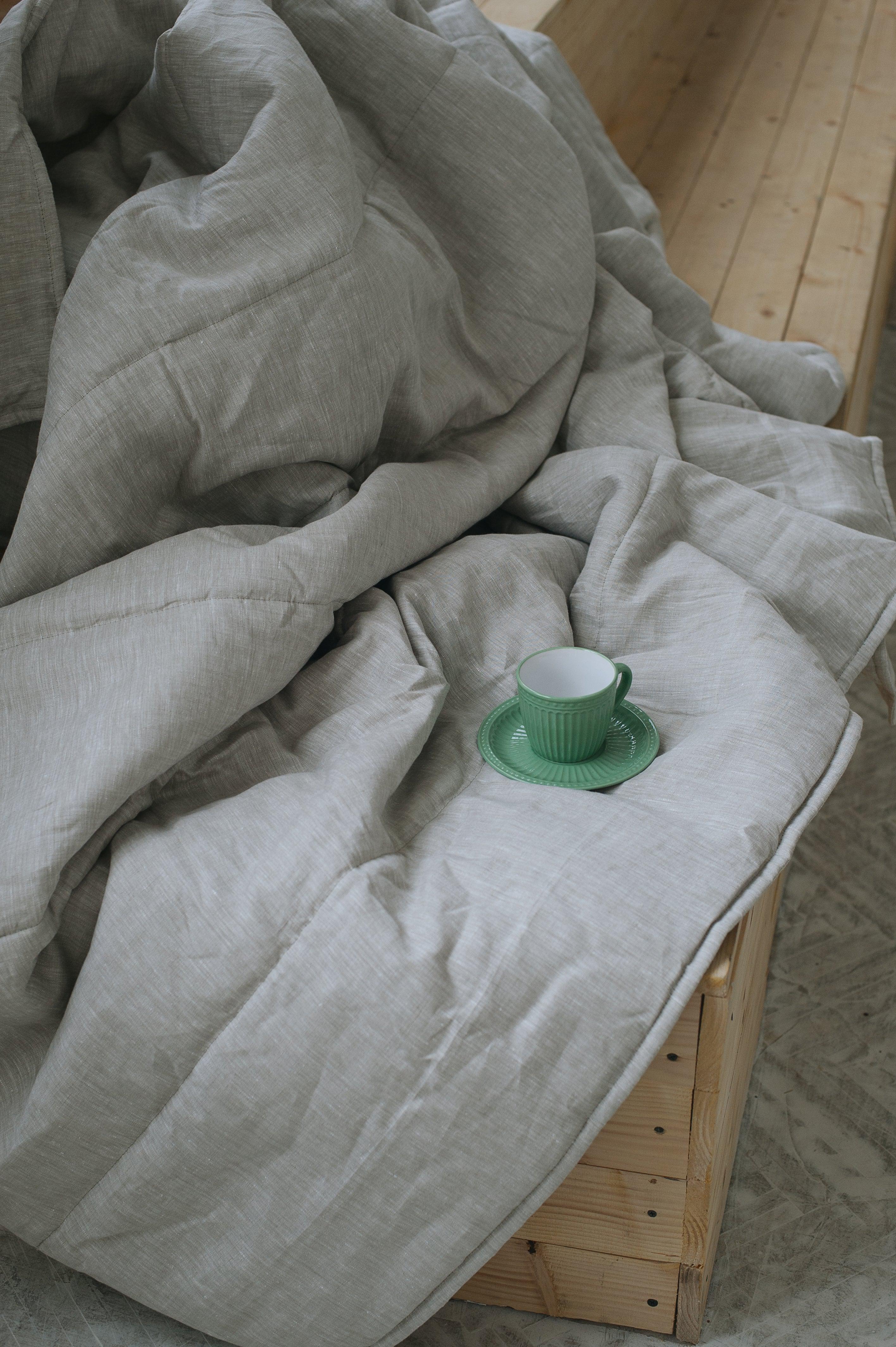 Natural HEMP Linen blanket quilt - filler organic Hemp fiber in natural linen fabric customer sizes